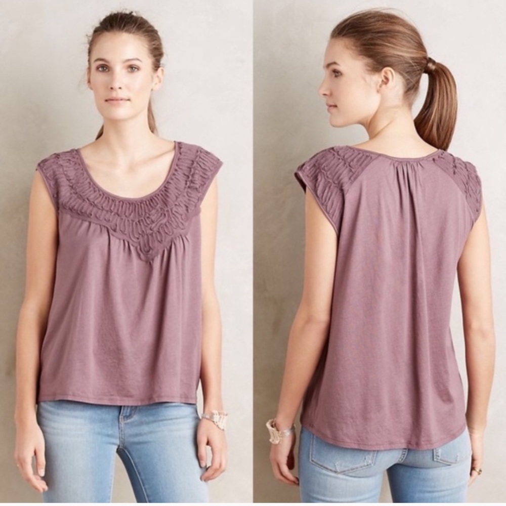 Anthropologie Meadow Rue Mauve Top. Cotton-Rayon Blend. - Picture 2 of 8